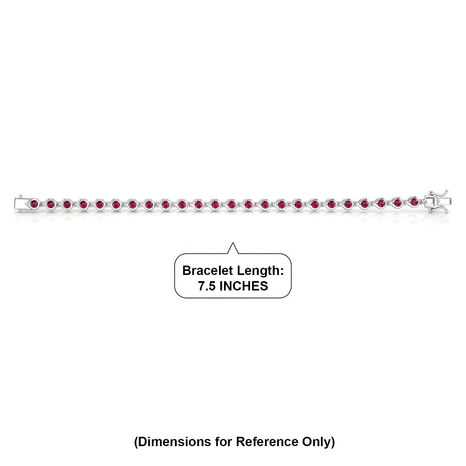GP - African Ruby & Blue Sapphire Linking Bracelet (Size - 7.5) with GB Lock Box in Rhodium Overlay Sterling Silver 4.26 Ct.