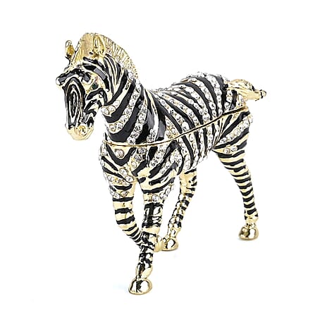 LIVMORE Zebra Shaped Trinket Storage Box (Size 9x2x7 cm) - Black White