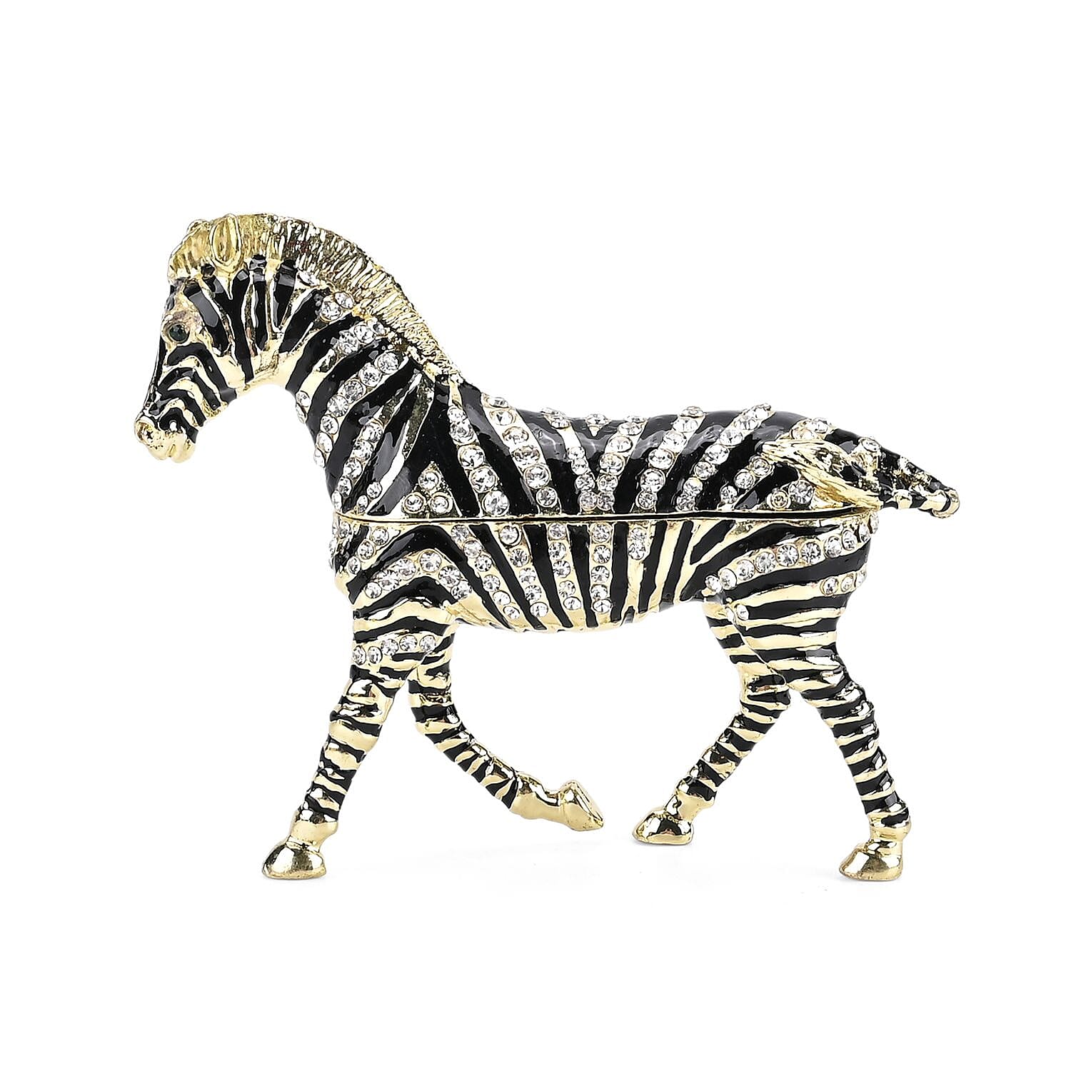 LIVMORE Zebra Shaped Trinket Storage Box (Size 9x2x7 cm) - Black White