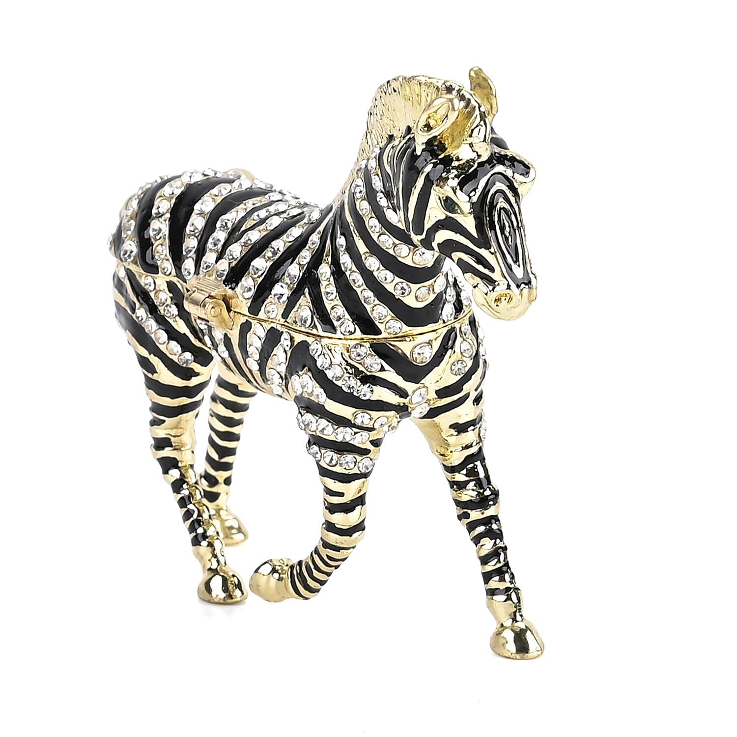 LIVMORE Zebra Shaped Trinket Storage Box (Size 9x2x7 cm) - Black White