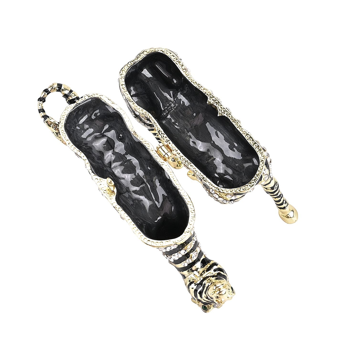 LIVMORE Zebra Shaped Trinket Storage Box (Size 9x2x7 cm) - Black White