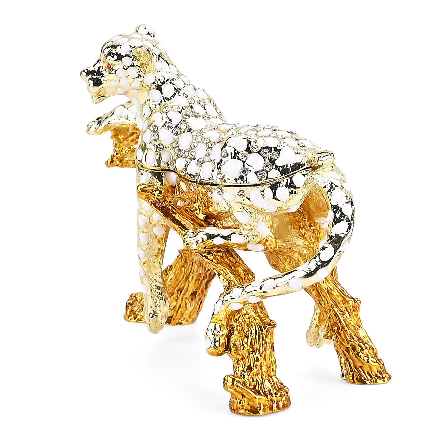 LIVMORE Leopard Shaped Trinket Storage Box (Size 11x3x8 cm) - Gold