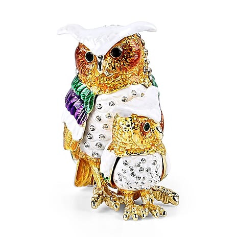 LIVMORE Owl-Shaped Trinket Storage Box (Size 6x4x7 cm) - Gold