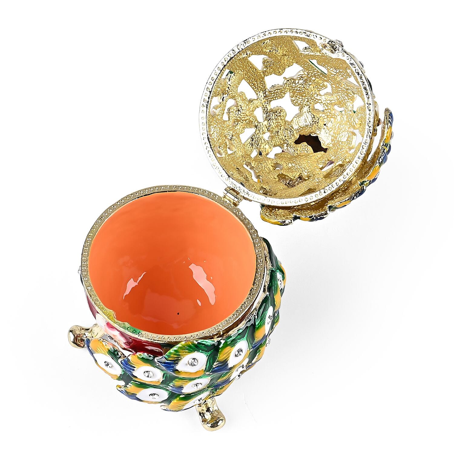 LIVMORE Peacock Shaped Egg Trinket Storage Box (Size 6x5x14 cm) - Green