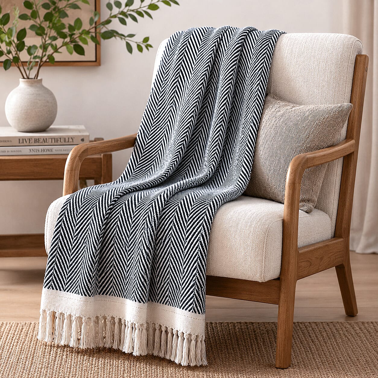 LIVMORE Cotton Patterned Throw Blanket