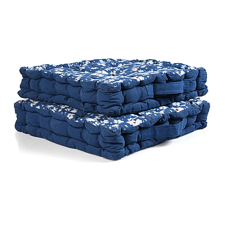 LIVMORE Cotton Printed Cushion Cover (Size 40x8 cm) - Blue