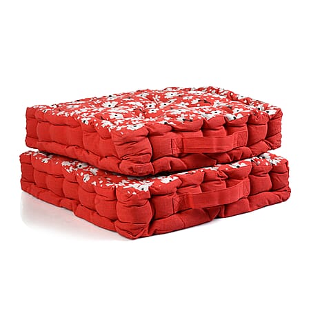 LIVMORE Cotton Printed Cushion Cover (Size 40x8 cm) - Red