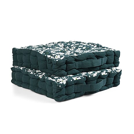 LIVMORE Cotton Printed Cushion Cover (Size 40x8 cm) - Green