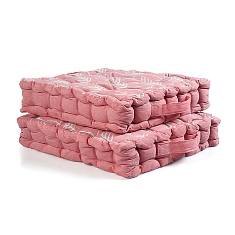 LIVMORE Cotton Printed Cushion Cover (Size 40x8 cm) - Pink