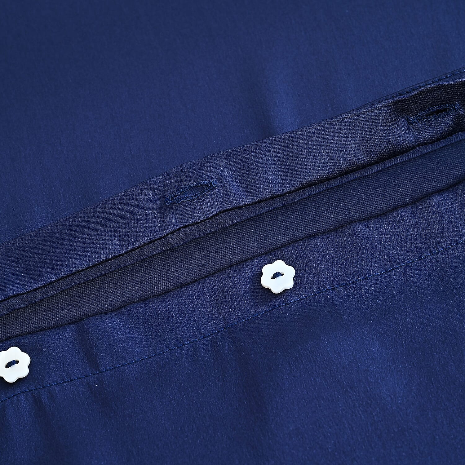La Marey Signature Mulberry Silk Patterned Pillowcase with MOP Button Closure (Size 50x75 cm) - Navy