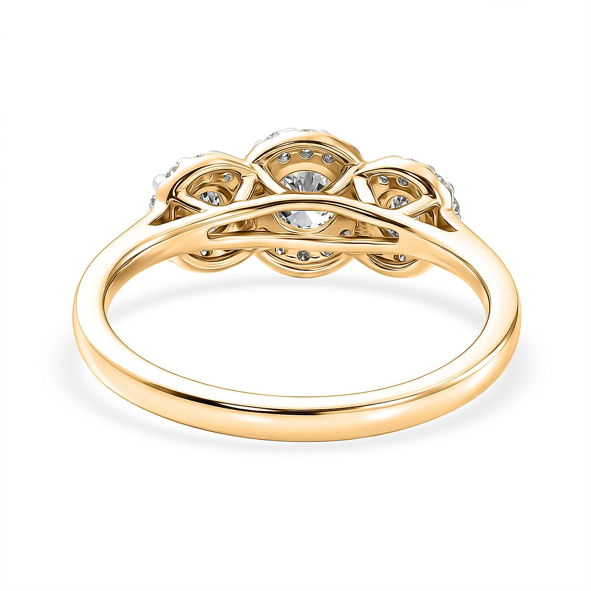 Luxuriant Lab Grown Diamond Halo Ring in 18K YG VermeilSterling Silver  0.760  Ct.