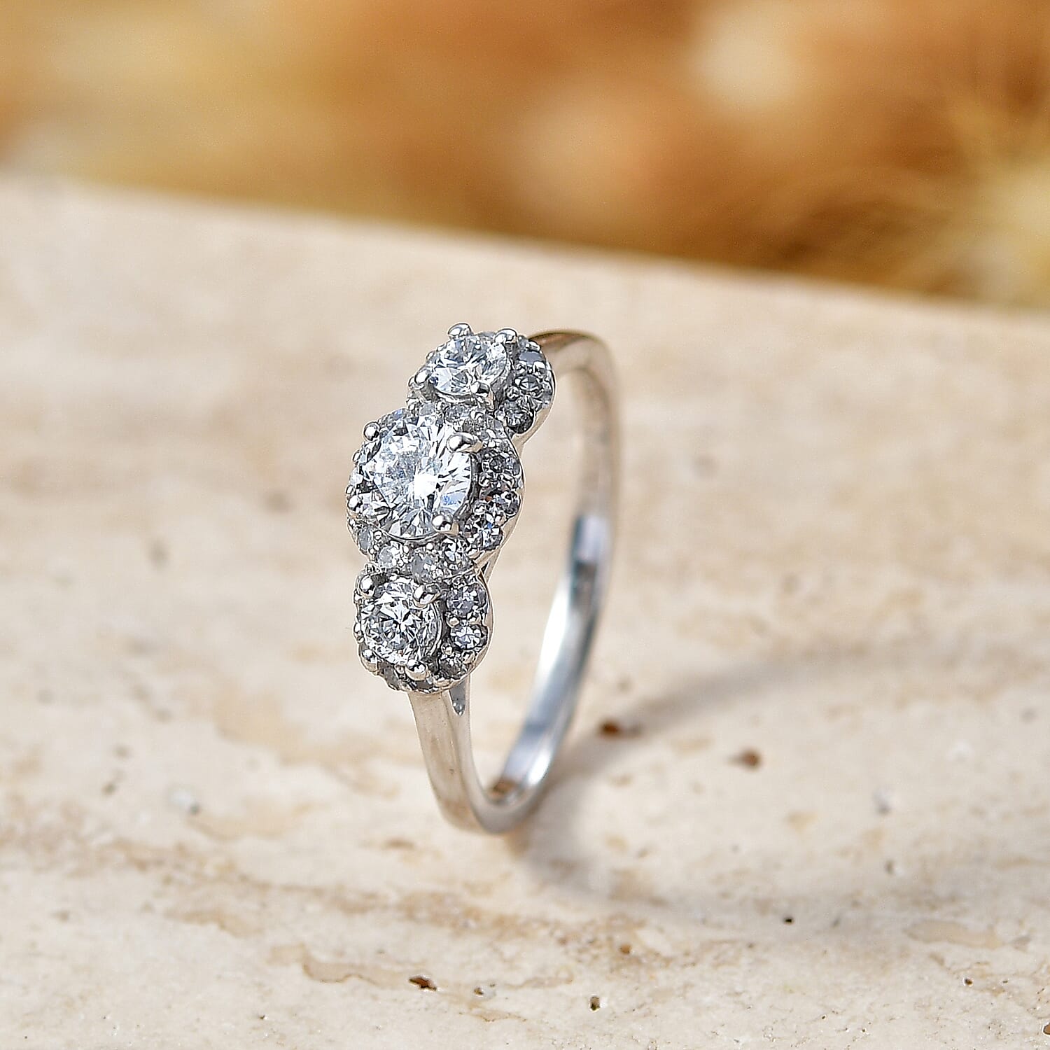 Luxuriant - Lab Grown Diamond (SI/G-H) Halo Ring in Sterling Silver 0.76 Ct.