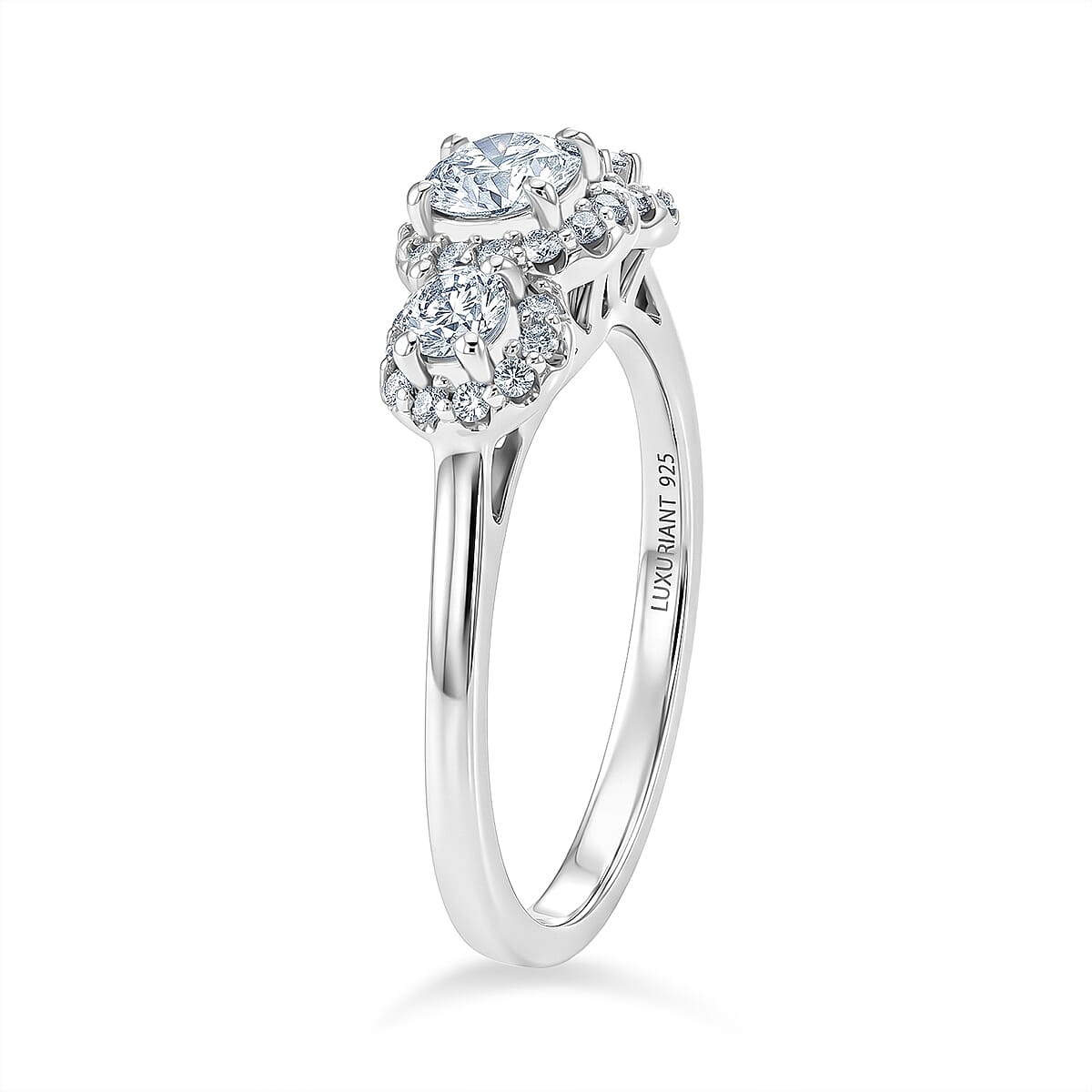 Luxuriant - Lab Grown Diamond (SI/G-H) Halo Ring in Sterling Silver 0.76 Ct.