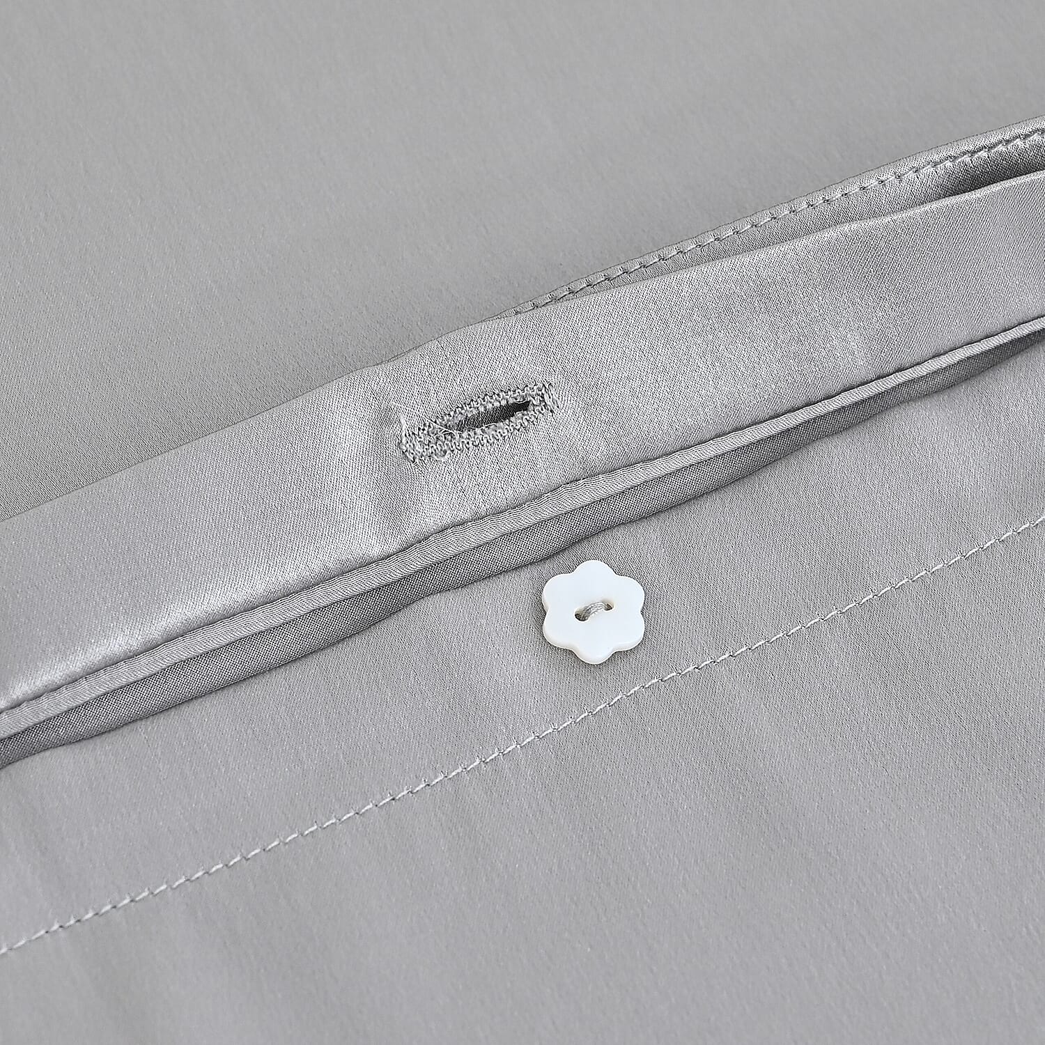 La Marey Signature Mulberry Silk Patterned Pillowcase with MOP Button Closure (Size 50x75 cm) - Silver