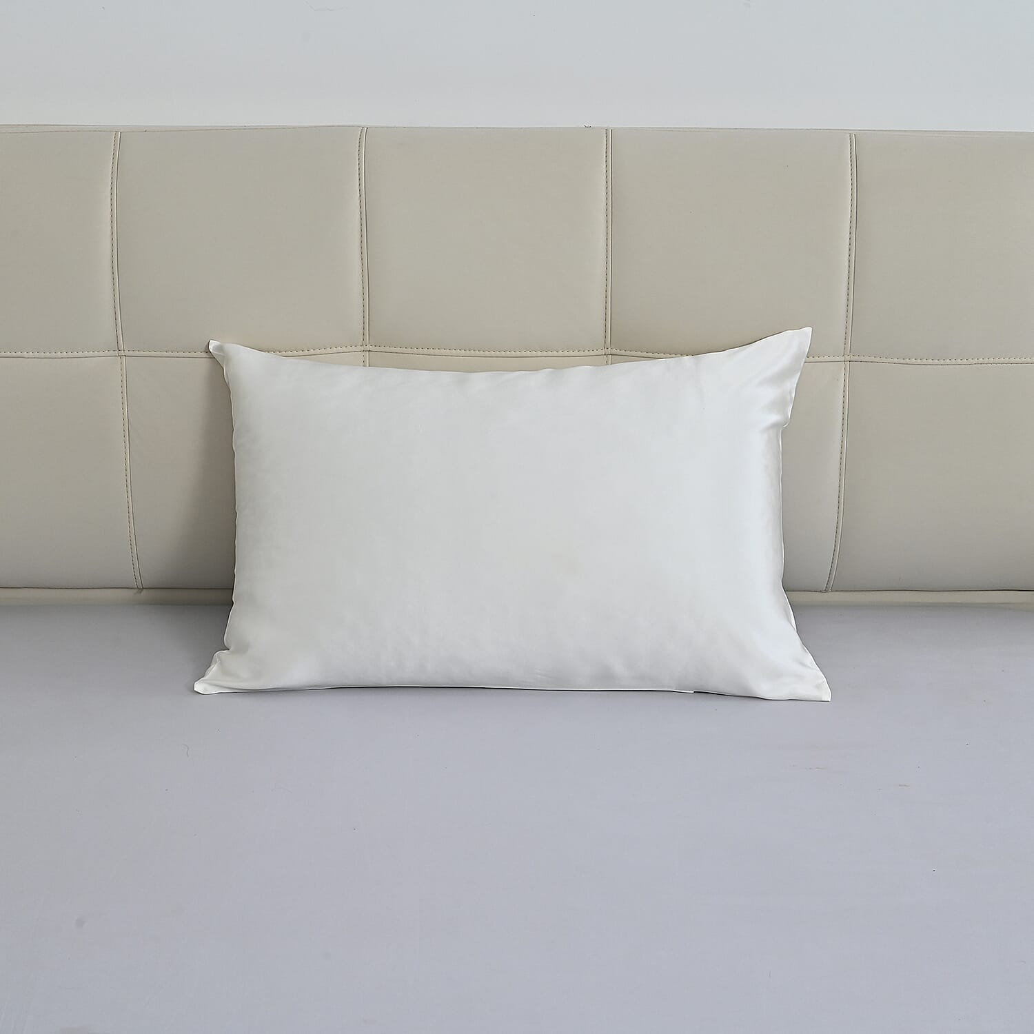 LA Marey Signature Mulberry Silk Patterned Pillow Case and Cover (Size 50x1 cm) - Ivory