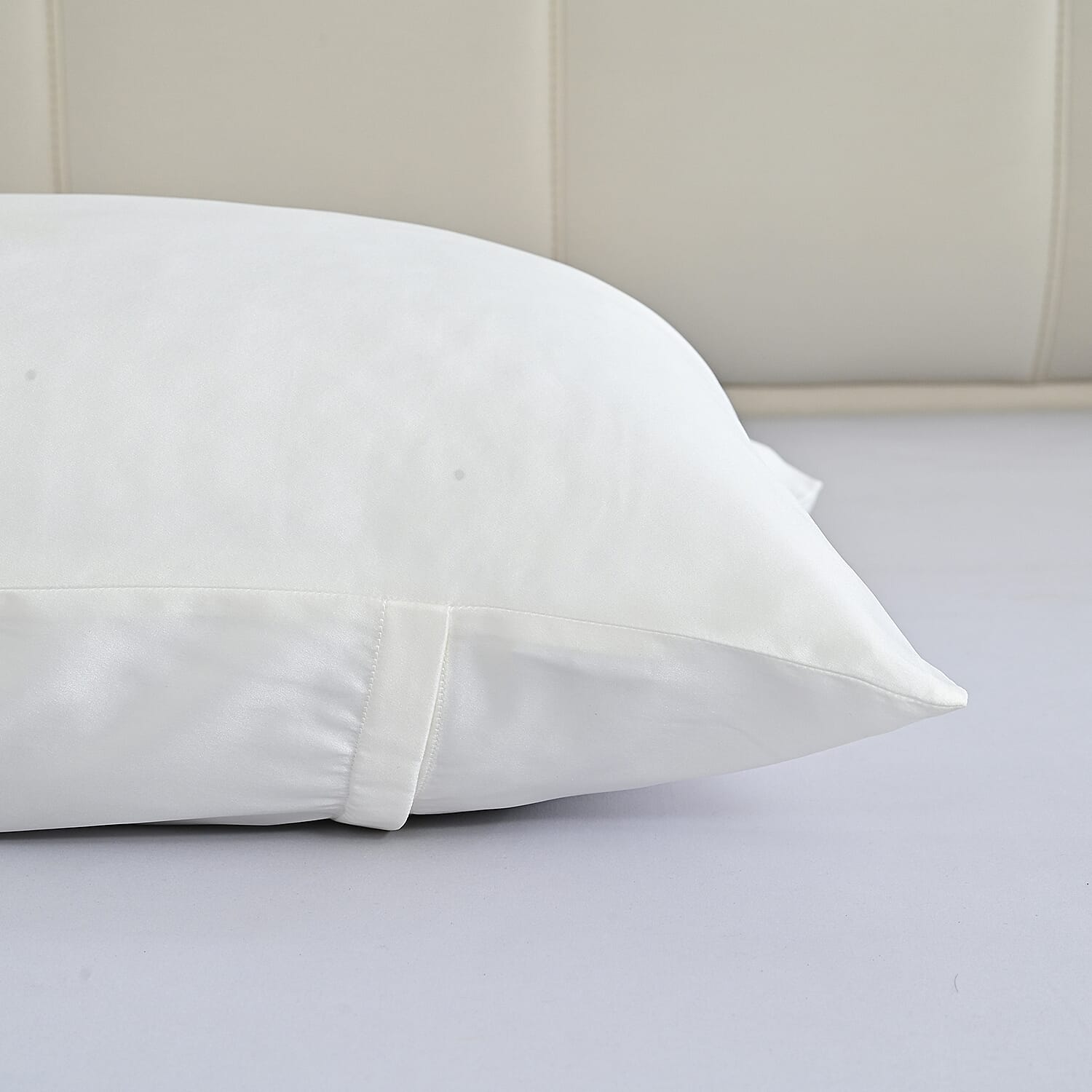 LA Marey Signature Mulberry Silk Patterned Pillow Case and Cover (Size 50x1 cm) - Ivory