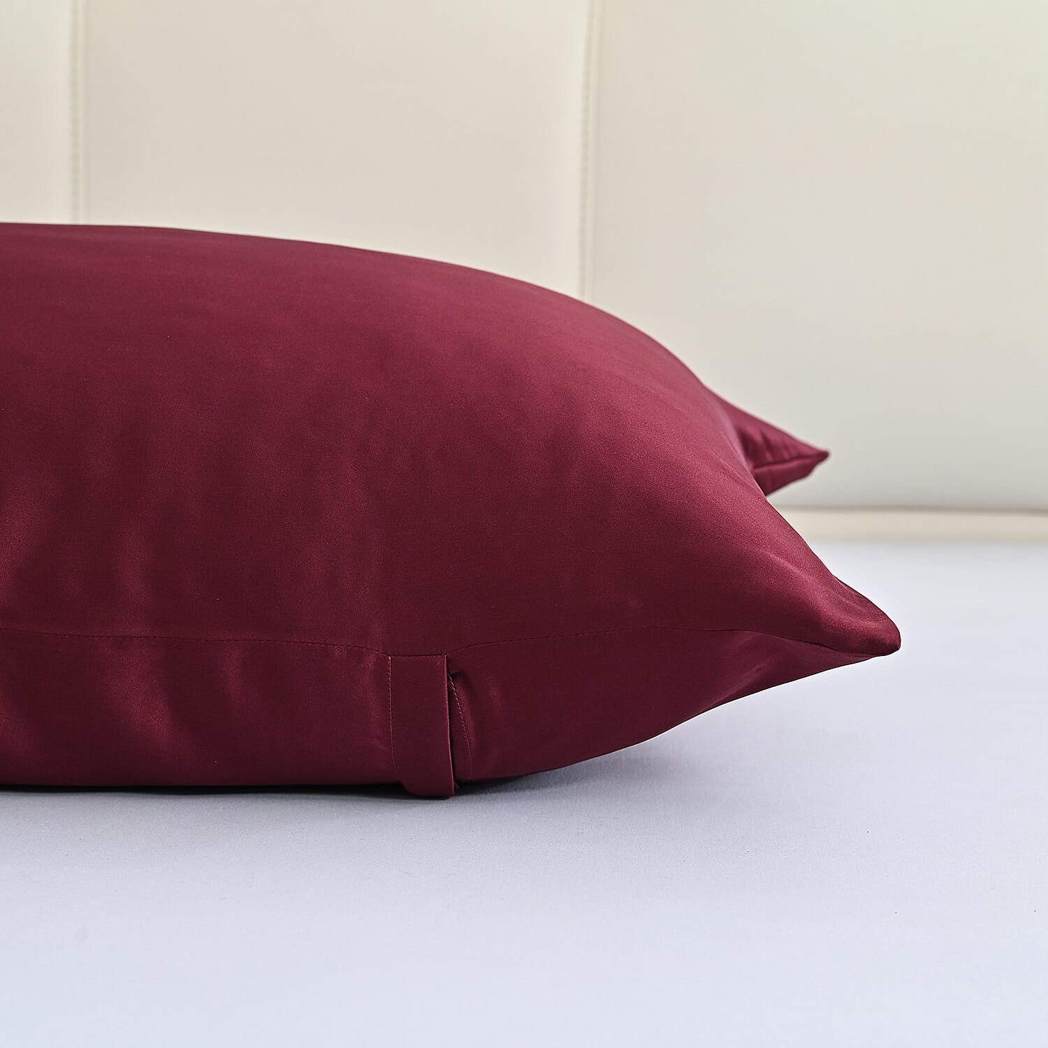 LA Marey Signature Mulberry Silk Patterned Pillow Case and Cover (Size 50x1 cm) - Burgundy