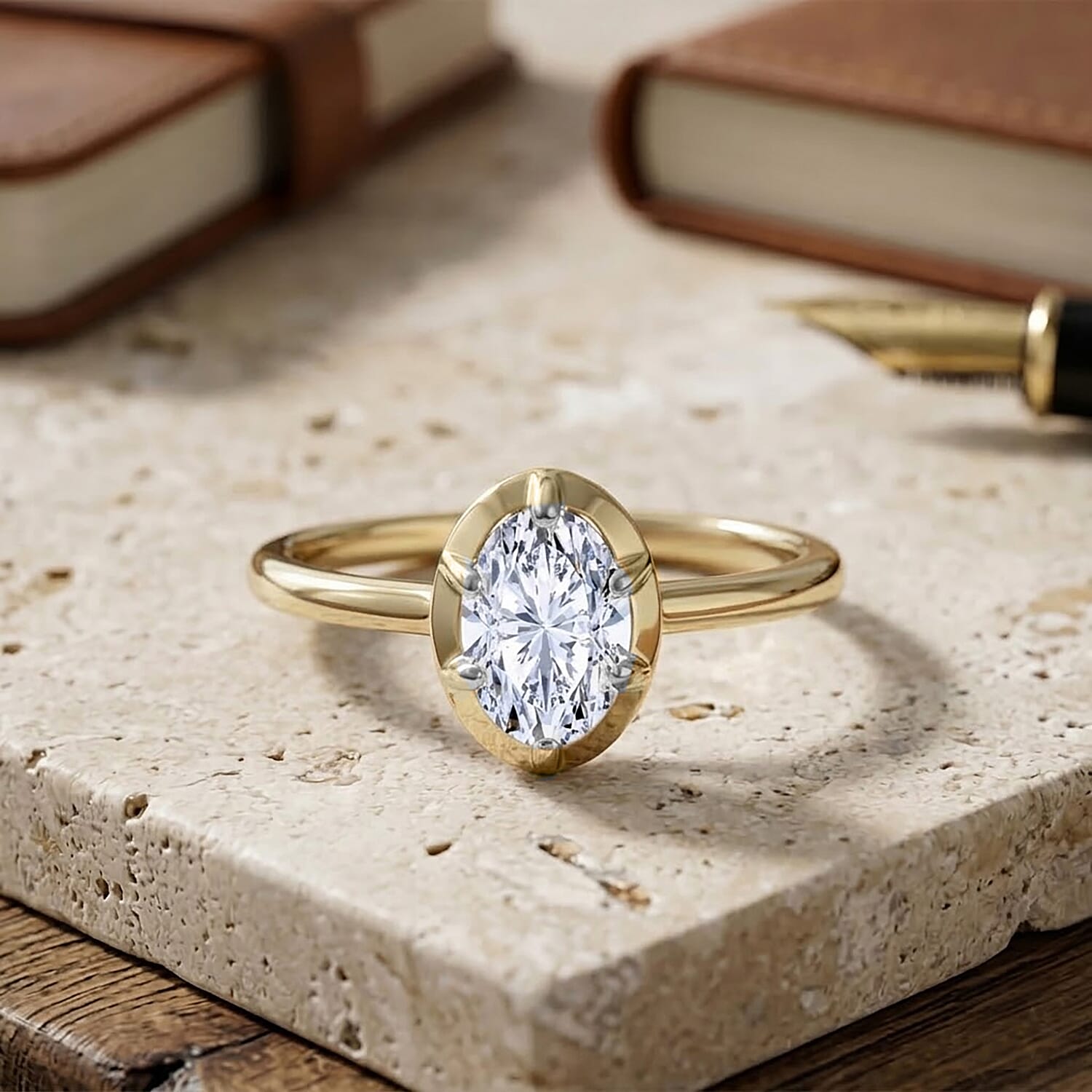 Luxuriant - Lab Grown Diamond (SI-GH) Solitaire Ring in 18K Vermeil Yellow Gold Plated Sterling Silver 1.07 Ct.