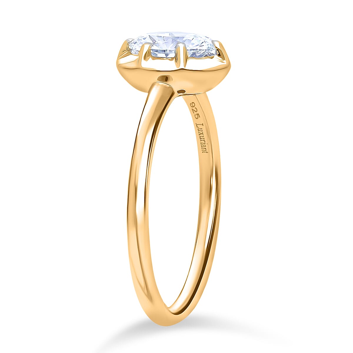 Luxuriant - Lab Grown Diamond (SI-GH) Solitaire Ring in 18K Vermeil Yellow Gold Plated Sterling Silver 1.07 Ct.