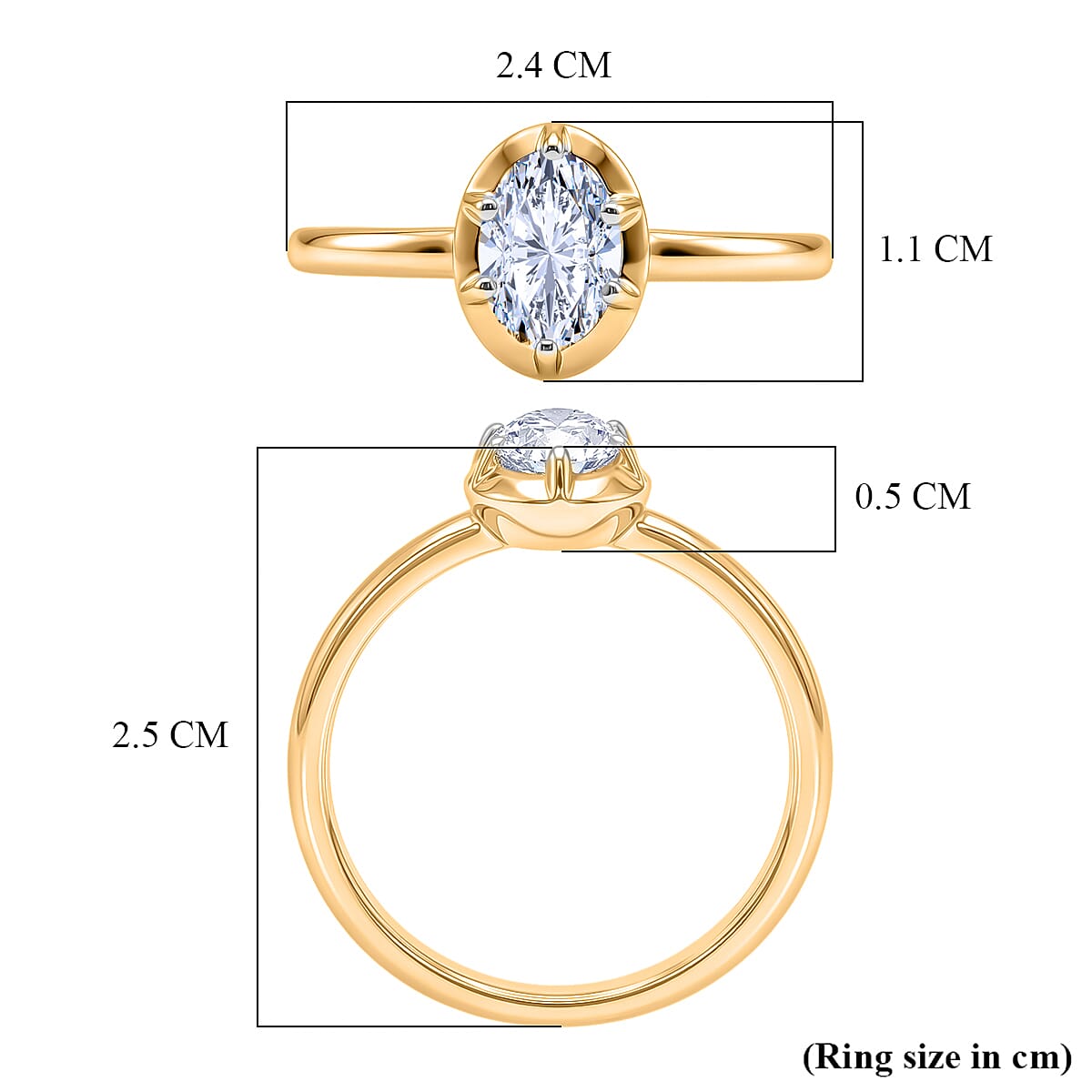 Luxuriant - Lab Grown Diamond (SI-GH) Solitaire Ring in 18K Vermeil Yellow Gold Plated Sterling Silver 1.07 Ct.