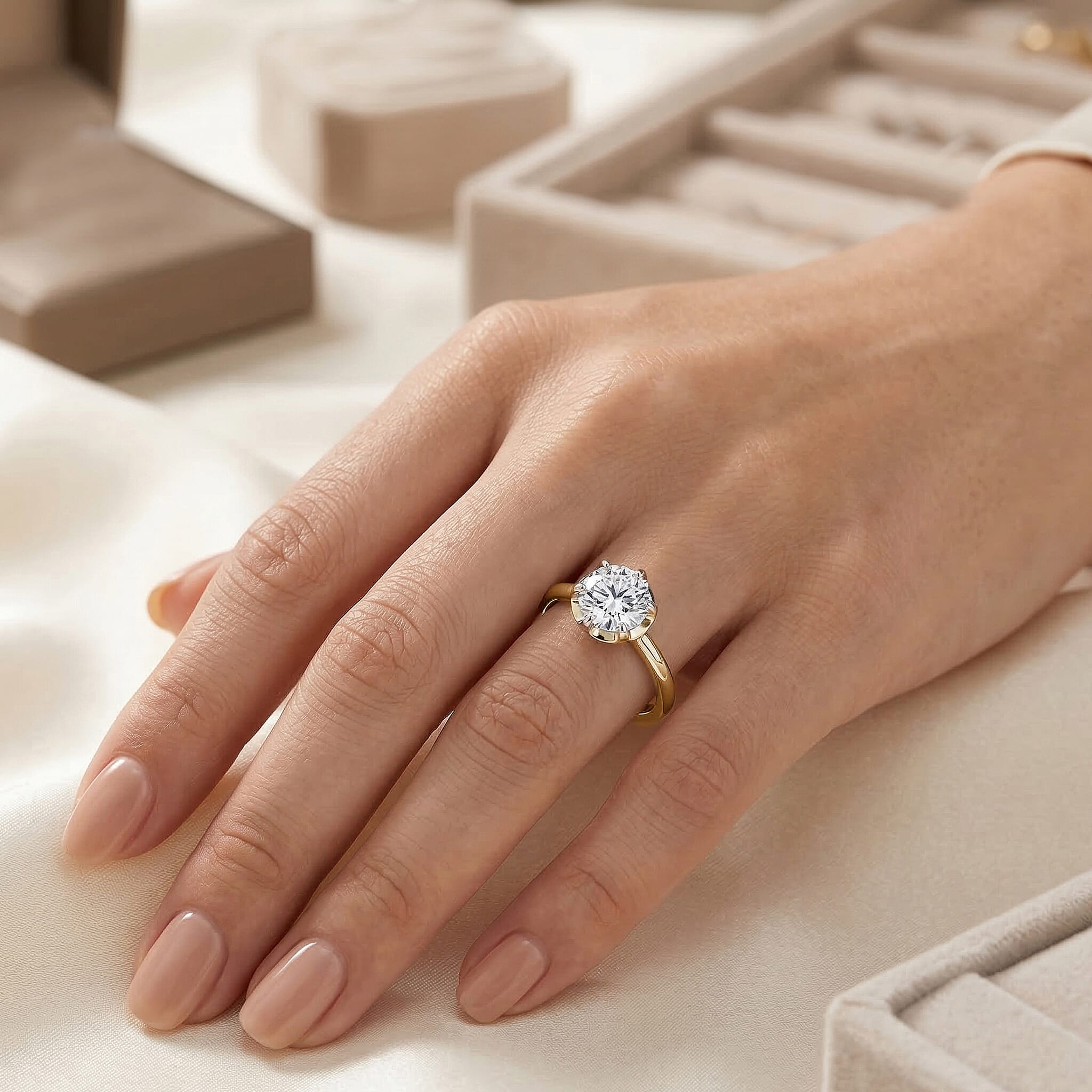 Luxuriant - Lab Grown Diamond (SI-GH) Solitaire Ring in 18K Vermeil Yellow Gold Plated Sterling Silver 1.00 Ct.