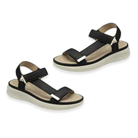 Dunlop Serafina Dual-Strap Hook & Loop Fastening Platform Sandals (Size 5) - Black