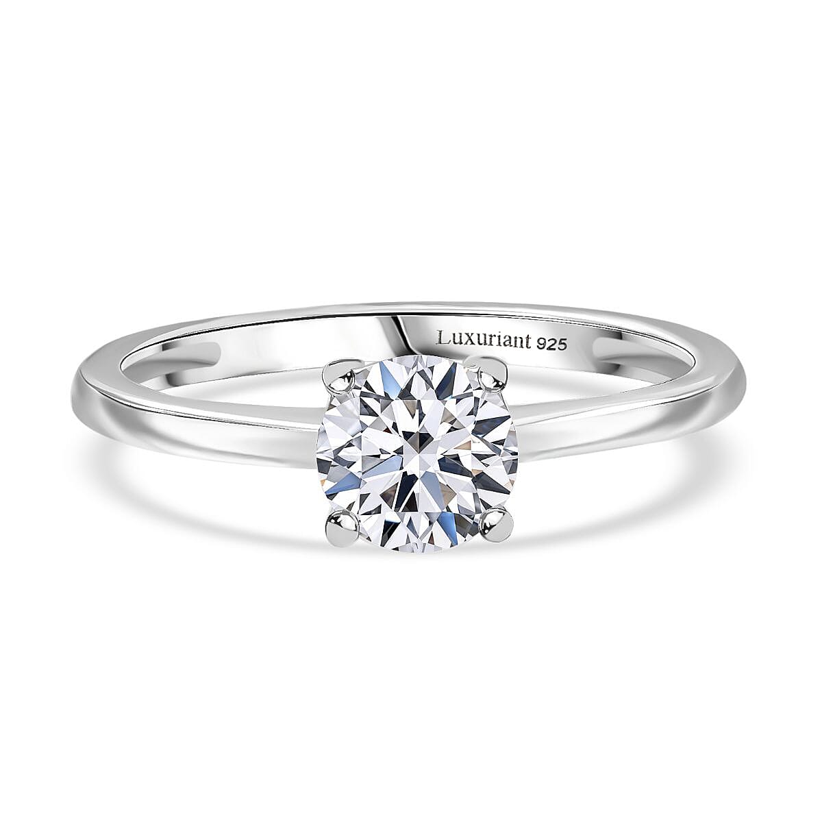 Luxuriant - Lab Grown Diamond (SI) Solitaire Ring in Rhodium Overlay Sterling Silver 1.00 Ct.