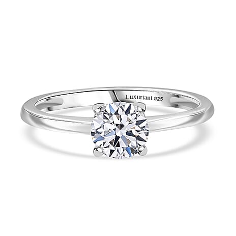 Luxuriant - Lab Grown Diamond (SI) Solitaire Ring in Rhodium Overlay Sterling Silver 1.00 Ct.