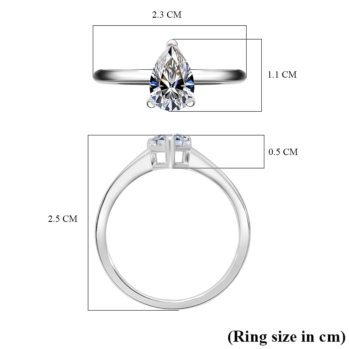 Luxuriant - Pear Cut Lab Grown Diamond (SI) Solitaire Ring in Rhodium Overlay Sterling Silver 1.00 Ct.