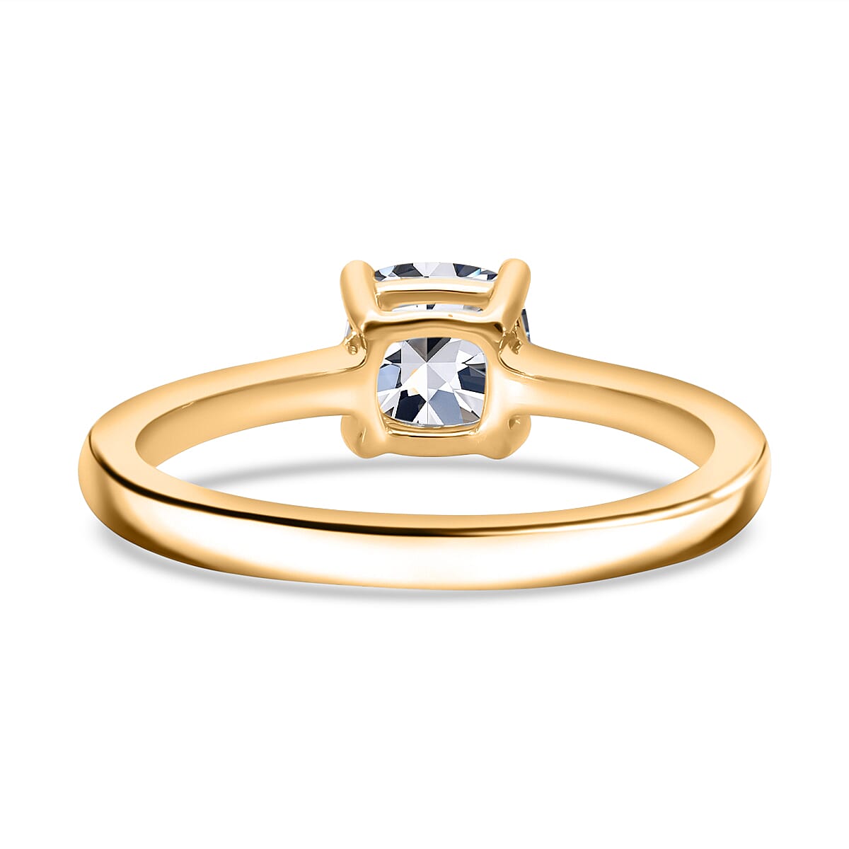 Luxuriant - Lab Grown Diamond (SI) Cushion Cut Solitaire Ring in 18K Vermeil Yellow Gold Plated Sterling Silver 1.00 Ct.