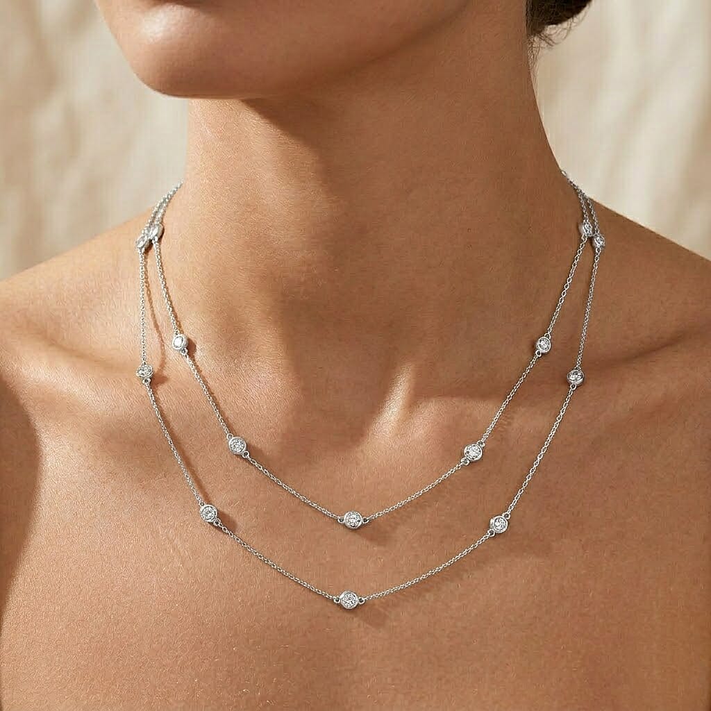 Luxuriant - Lab Grown Diamond (SI) Necklace with Chain (Size - 30-2 Ext) in Rhodium Overlay Sterling Silver 1.00 Ct.