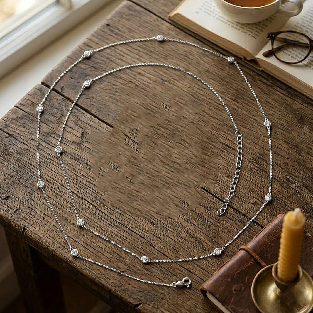 Luxuriant - Lab Grown Diamond (SI) Necklace with Chain (Size - 30-2 Ext) in Rhodium Overlay Sterling Silver 1.00 Ct.