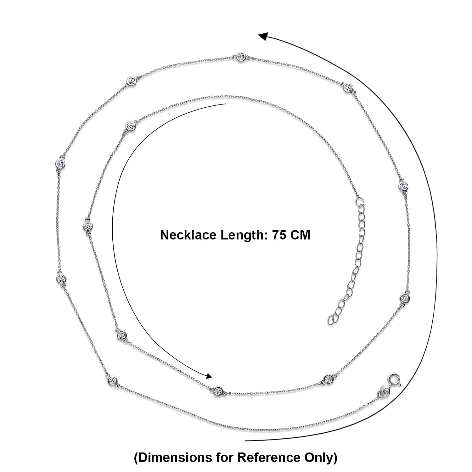 Luxuriant - Lab Grown Diamond (SI) Necklace with Chain (Size - 30-2 Ext) in Rhodium Overlay Sterling Silver 1.00 Ct.