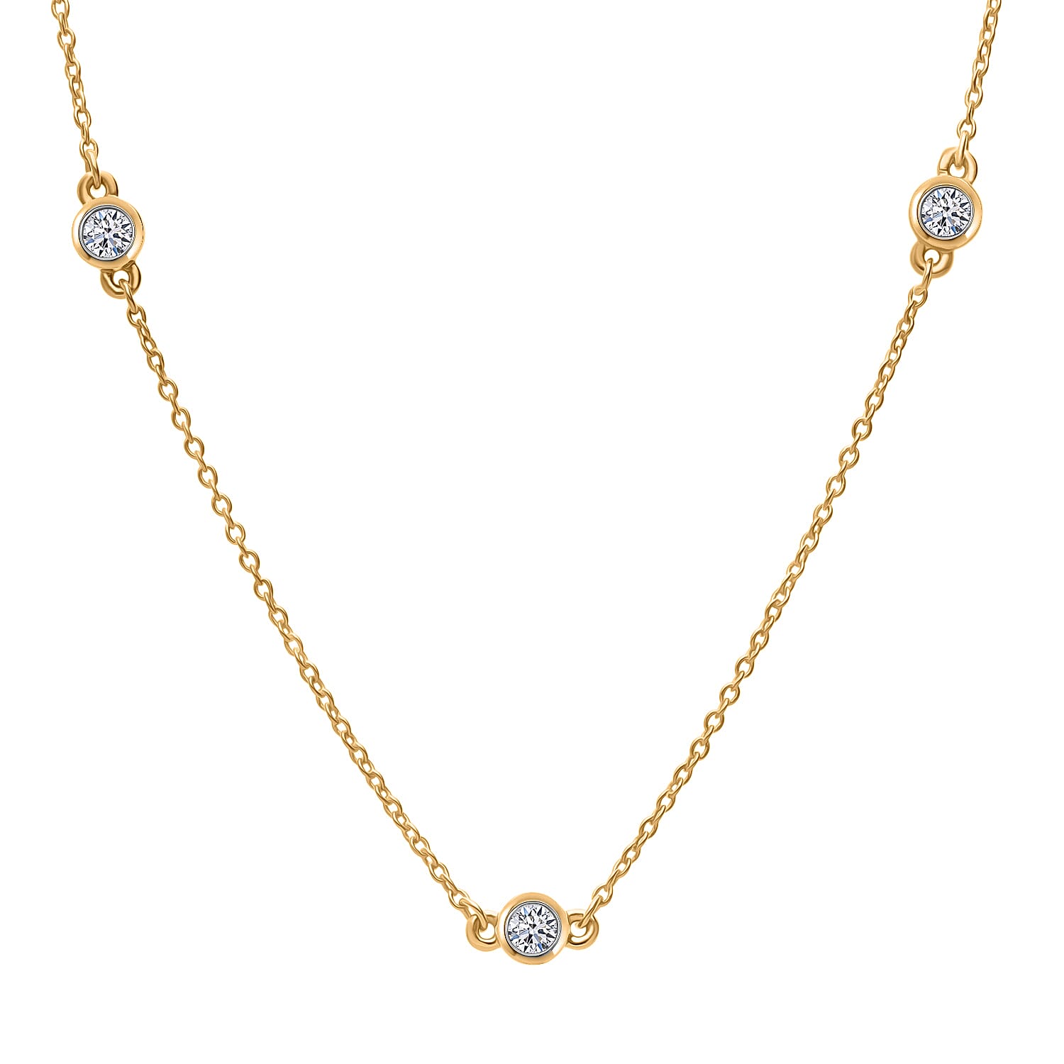 Luxuriant - Lab Grown Diamond (SI) Necklace with Chain (Size - 30-2 Ext) in 18K Vermeil Yellow Gold Plated Sterling Silver 1.00 Ct.