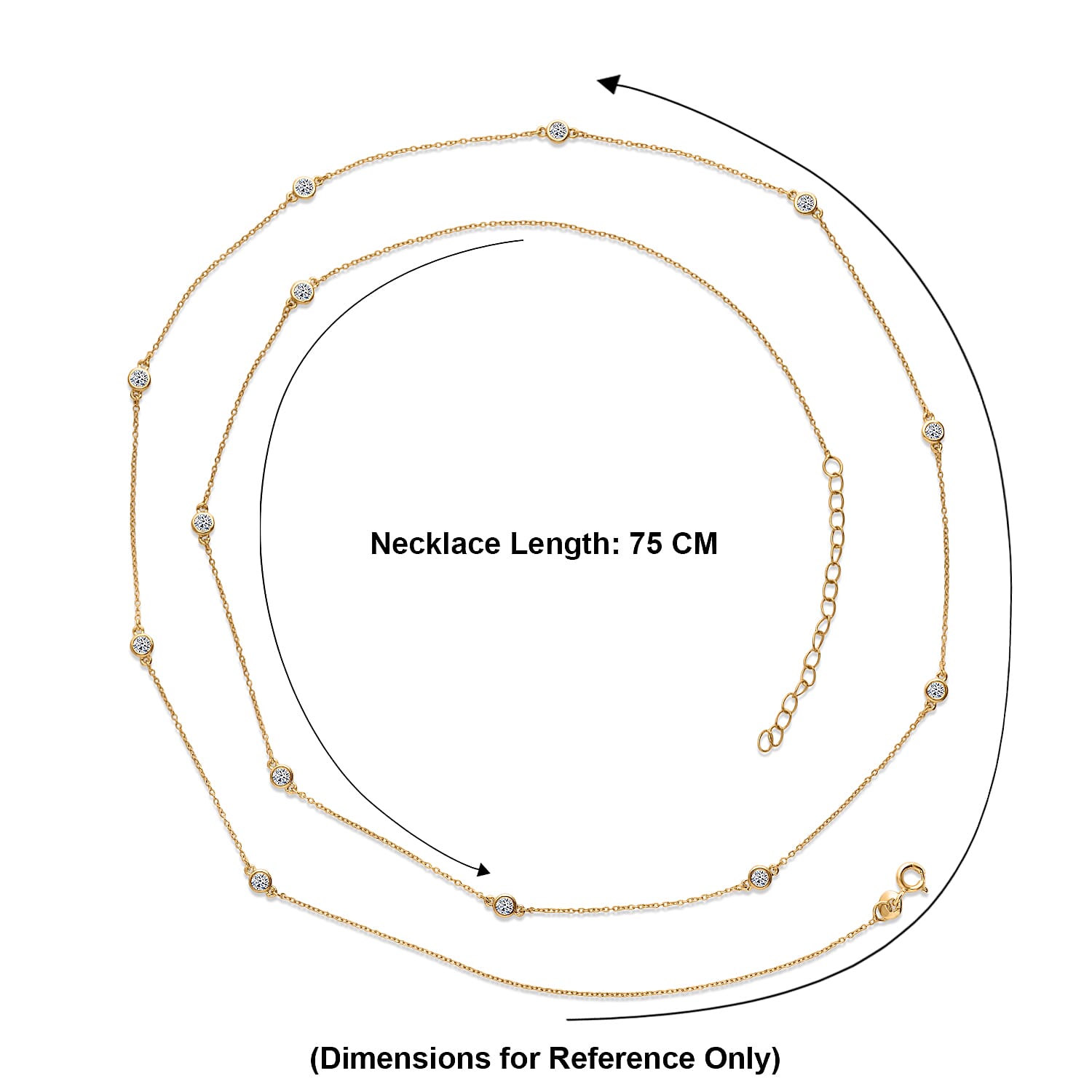 Luxuriant - Lab Grown Diamond (SI) Necklace with Chain (Size - 30-2 Ext) in 18K Vermeil Yellow Gold Plated Sterling Silver 1.00 Ct.