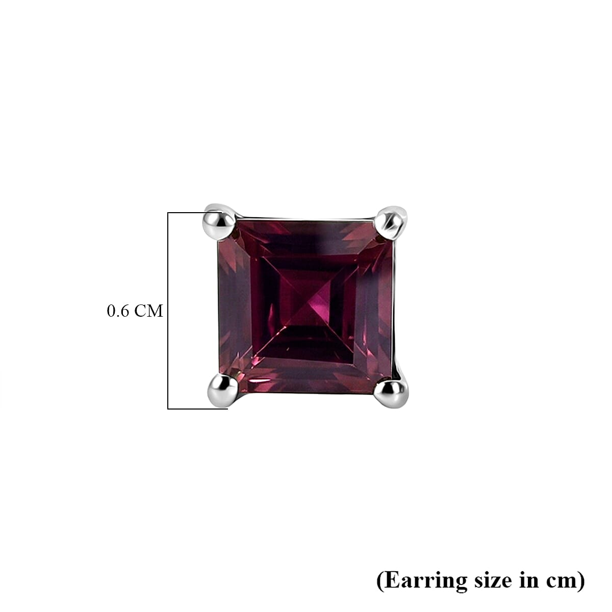 D'Joy - Radiant Ember Garnet Solitaire Stud Push Post Earring in Rhodium Overlay Sterling Silver 1.80 Ct.