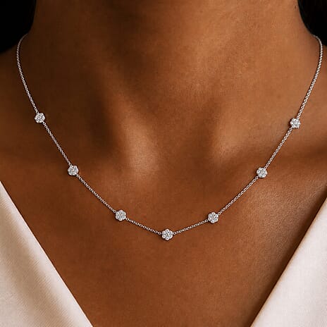 Designer Inpsired-  Natural White Diamond Necklace (Size - 20)