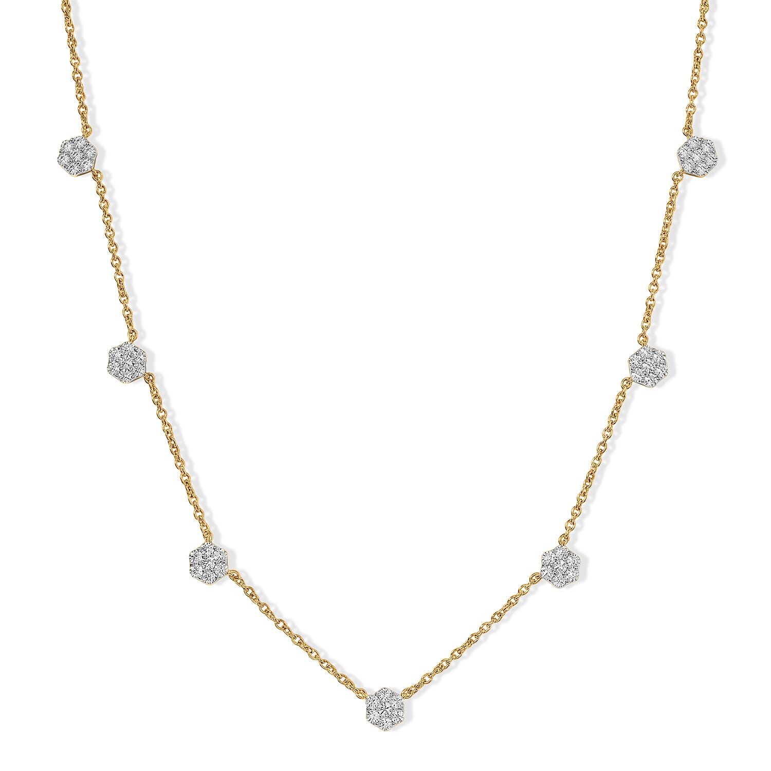 EverTrue - Natural White Diamond Necklace (Size - 20) in Yellow Gold Tone