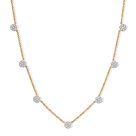 EverTrue - Natural White Diamond Necklace (Size - 20) in Yellow Gold Tone