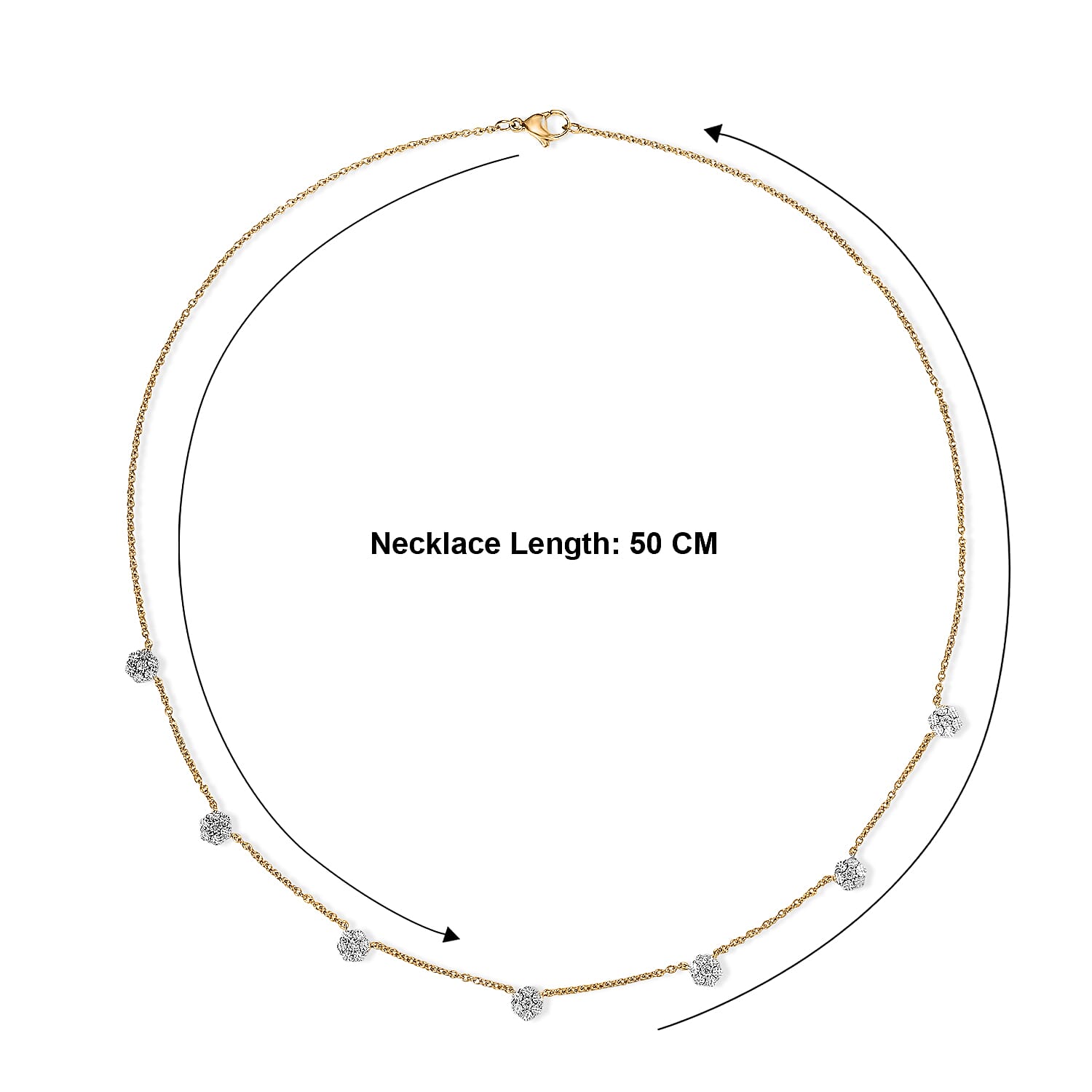 EverTrue - Natural White Diamond Necklace (Size - 20) in Yellow Gold Tone