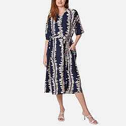 QED London Abstract Floral Print  Dress (One Size) - Beige