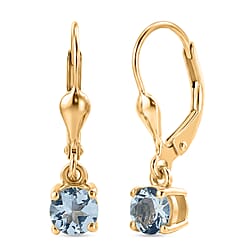 Royal Bali Collection - D'Joy African Amethyst Solitaire Stud Earring with Lever Back in 18K Vermeil Yellow Gold Plated Sterling Silver 1.00 Ct.
