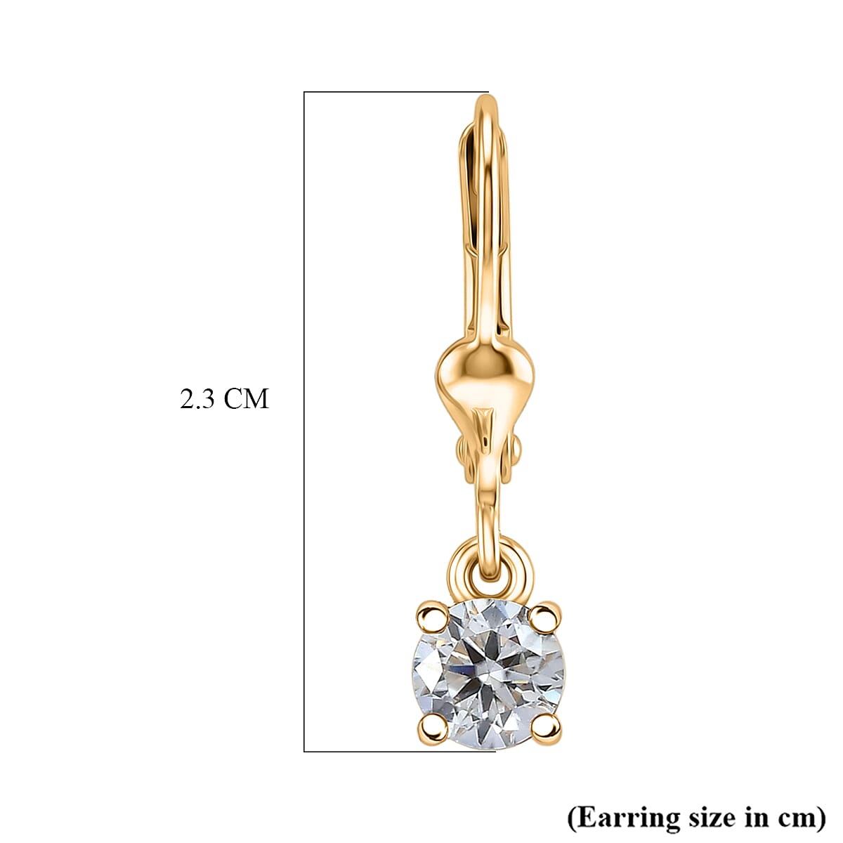 Royal Bali Collection - D'Joy Moissanite Solitaire Stud Earring with Lever Back in 18K Vermeil Yellow Gold Plated Sterling Silver