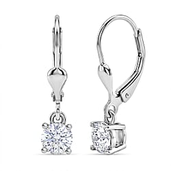 Royal Bali Collection - D'Joy Red Garnet Solitaire Stud Earring with Lever Back in Rhodium Overlay Sterling Silver 1.33 Ct.