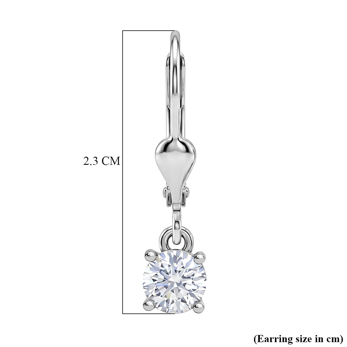 Royal Bali Collection - D'Joy Moissanite Solitaire Stud Earring with Lever Back in Rhodium Overlay Sterling Silver