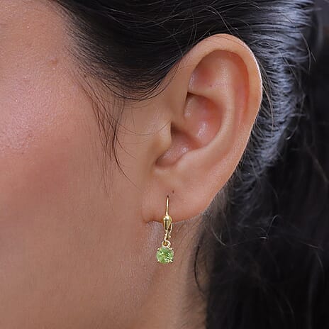 D'Joy Peridot Solitaire Stud Push Post Earring in 18K YG VermeilSterling Silver  0.992  Ct.