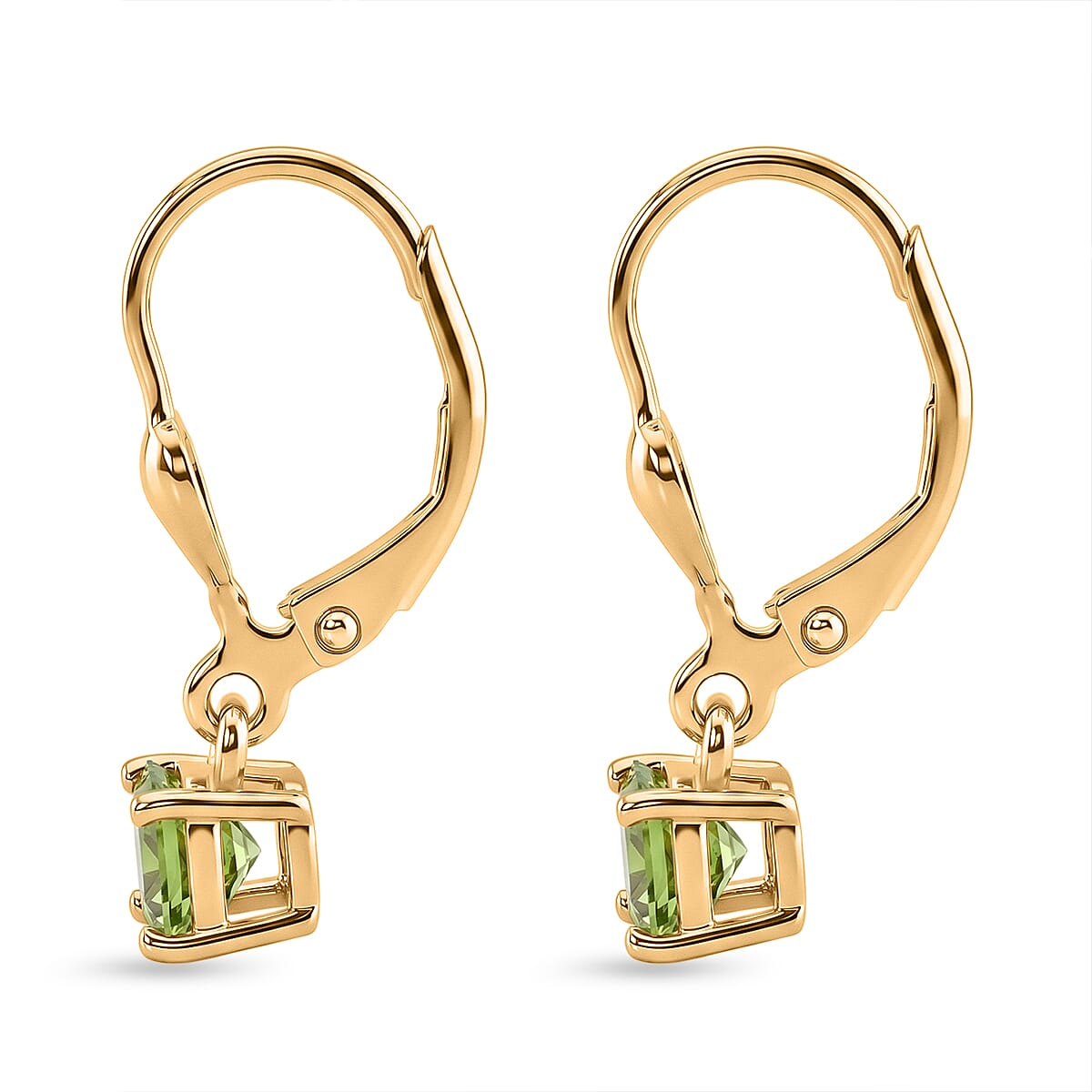 D'Joy Peridot Solitaire Stud Push Post Earring in 18K YG VermeilSterling Silver  0.992  Ct.