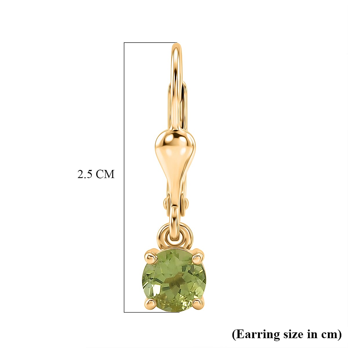 D'Joy Peridot Solitaire Stud Push Post Earring in 18K YG VermeilSterling Silver  0.992  Ct.
