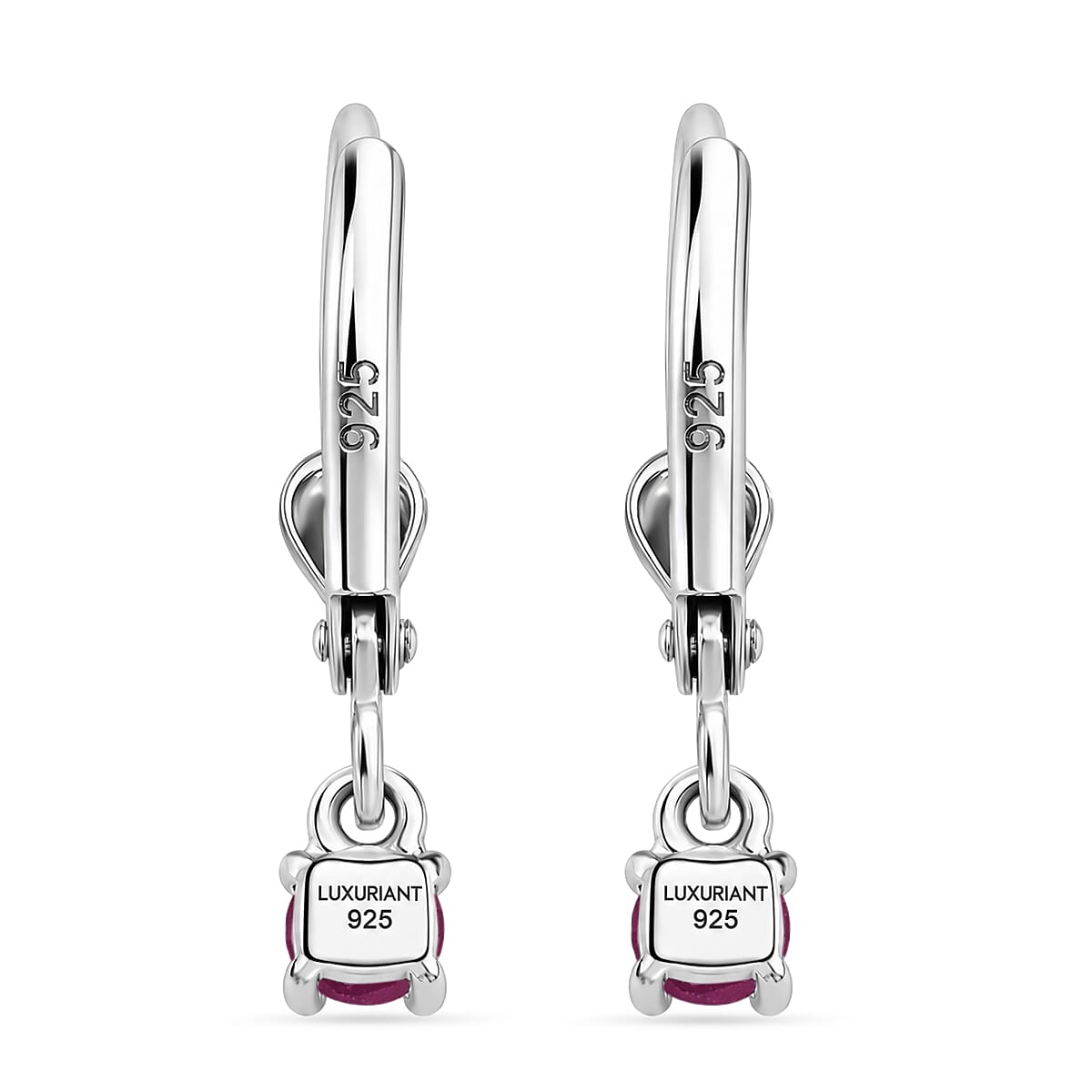 Royal Bali Collection - D'Joy African Ruby Solitaire Stud Earring with Lever Back in Rhodium Overlay Sterling Silver 1.50 Ct.