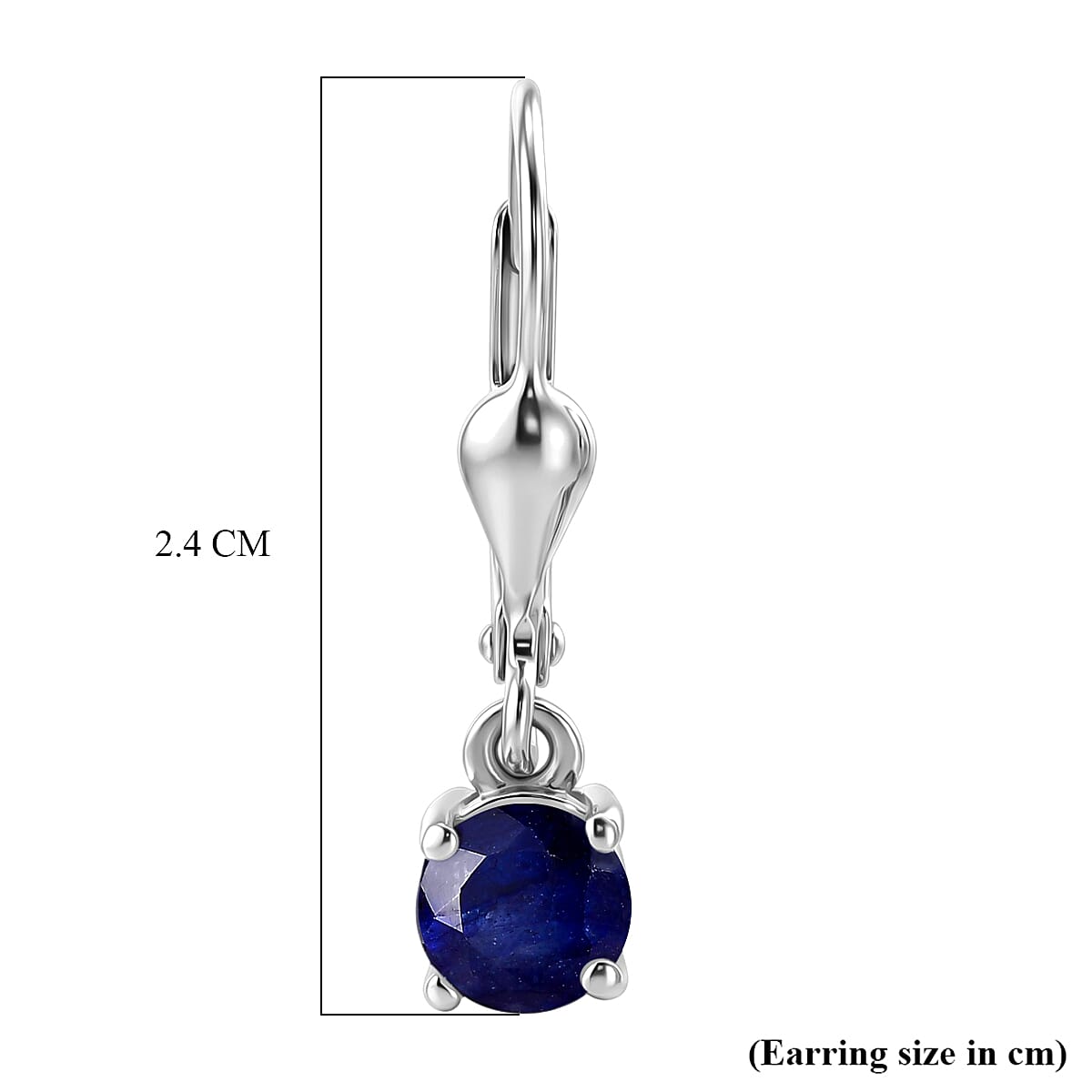 Royal Bali Collection - D'Joy Masoala Sapphire Solitaire Stud Earring with Lever Back in Rhodium Overlay Sterling Silver 2.00 Ct.